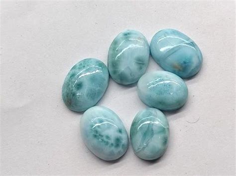 Natural Larimar Oval Shape Larimar Calibrated Cabochon Stone