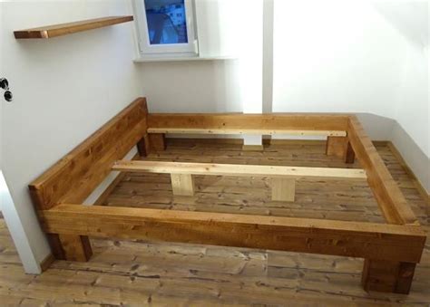 Balkenbett Aus Fichte Massiv Gelaugt Und Lackiert Diy Bett Diy