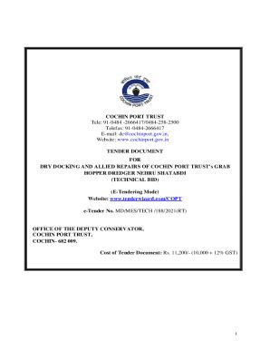 Fillable Online Tender For Dredging For Maintenance Of Channels And