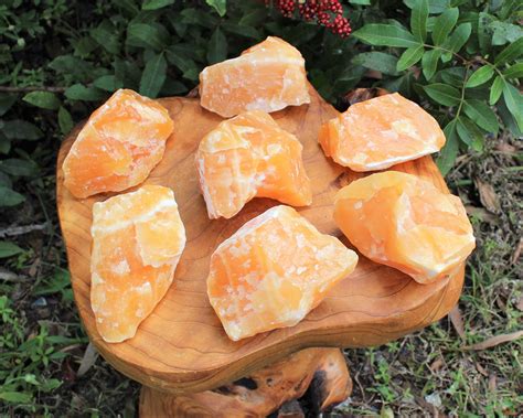 Jumbo Rough Orange Calcite Natural Crystals Choose Size Aaa Grade