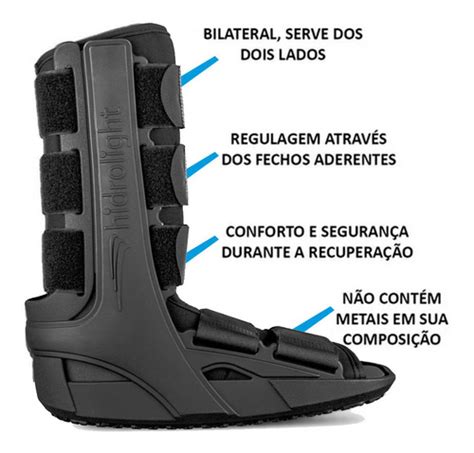 Bota Imobilizadora Standart Preta Curta Hidrolight Entorse