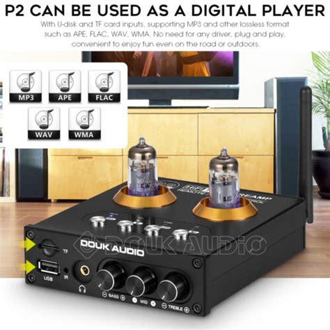 Douk Audio P2 Bluetooth Vacuum Tube Preamp Headphone Amplifier USB