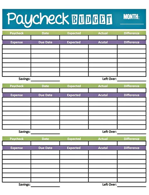 Free Printable Bi Weekly Budget Worksheets