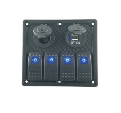 Панель с 4 клавишными выключателями и розетками ( карбон ) купить на ...