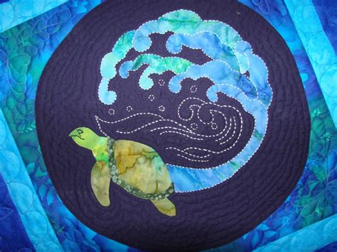 Sashiko And Applique Turtle Quilted Wall Hanging Turtle Quilt