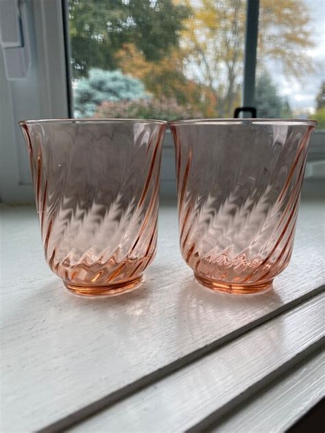 Vintage Arcoroc Pink Swirl Juice Glasses Pair of 2 Made in - Etsy