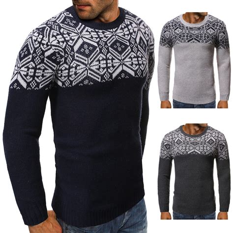 Telotuny Mens Autumn Winter Pullovers Fashion Knitted Round Collar