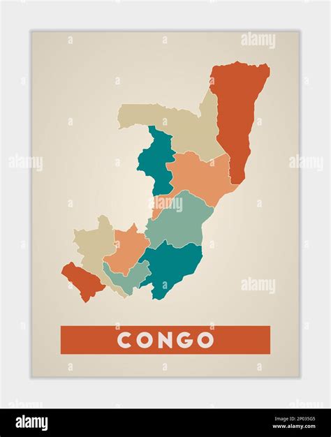 Congo Poster Map Of The Country With Colorful Regions Shape Of Congo