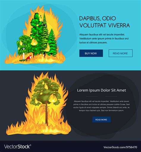 Forest fire in landscape damage Royalty Free Vector Image