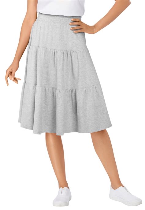 Woman Within Womens Plus Size Jersey Knit Tiered Skirt Skirt