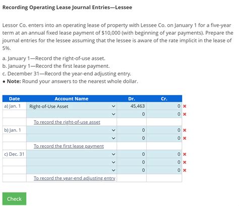 Solved Recording Operating Lease Journal