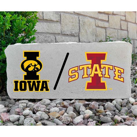 Iowa Hawkeyes and Iowa State Decorative Stone House Divided - Large