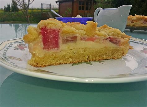 Rhabarberkuchen Mit Vanillecreme Und Streusel Von Speedymaus Chefkoch De