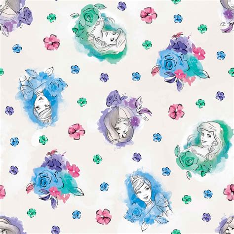 Specialty Fabrics Disney Princess Watercolor Toss Cinderella Ariel