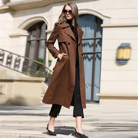 Custom Brown Double Breasted Belted Trench Coatwomen Long - Etsy Canada