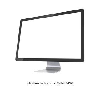 Computer Monitor Blank White Screen Isolated Stock Illustration 758787439