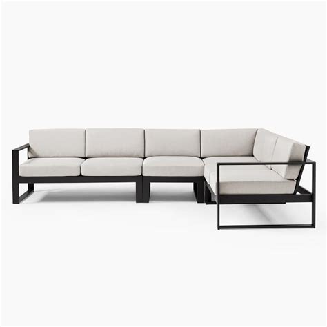 Portside Black Aluminum Outdoor 4 Piece Sectional