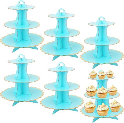 Zeonhei Pack Tier Cardboard Cake Stand Round Cardboard Cupcake