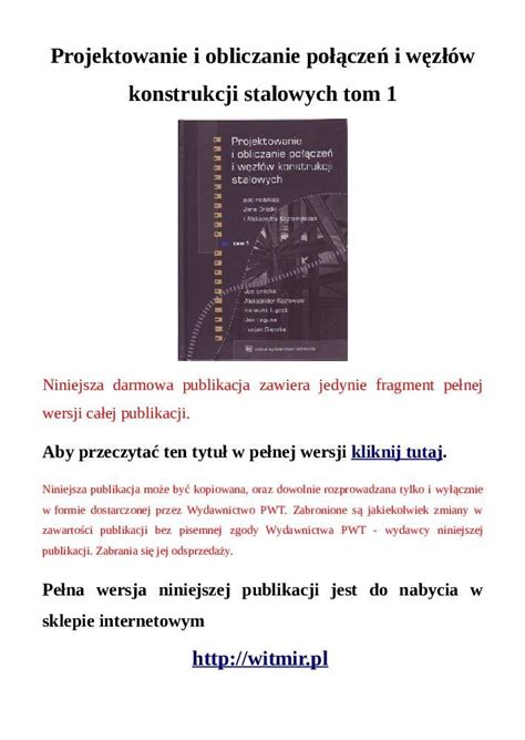 PDF Projektowanie I Obliczanie Polaczen I Wezlow Konstrukcji