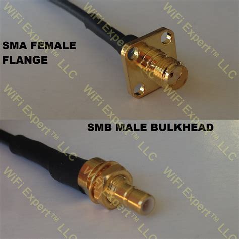 Rg Sma Female Flange To Smb Male Bulkhead Coaxial Rf Pigtail Cable