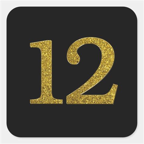 Gold Glitter Number 12 Square Sticker Zazzle Gold Glitter Glitter