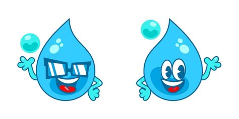 Premium Vector Flat Water Drop Cartoon Mascot Characters Vector