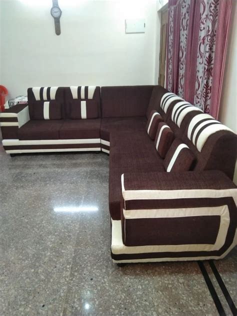 6 Seater Cotton L Shape Corner Sofa Set At 49000 Set L Shape Sofa