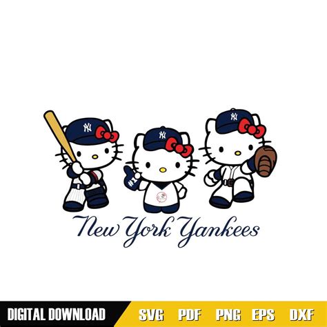 Hello Kitty New York Yankees Baseball SVG PNG DXF EPS - Inspire Uplift