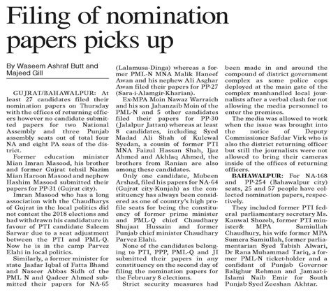 Dawn Epaper Dec Filing Of Nomination Papers Picks Up