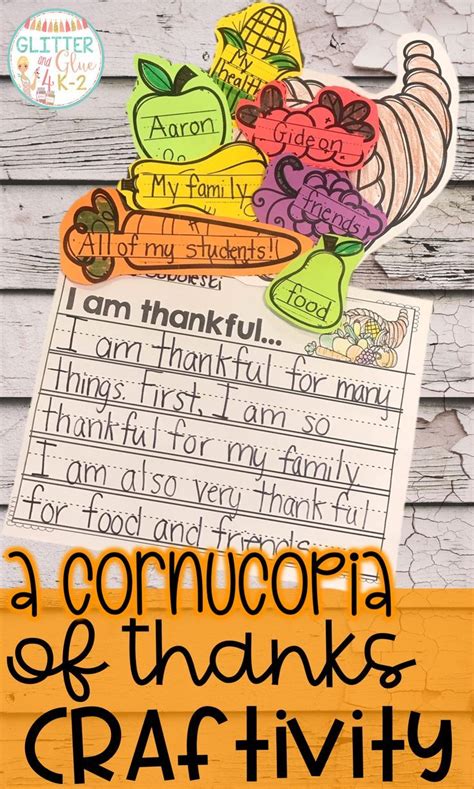 Cornucopia Of Thanks Craftivity First Grade Writing Thanksgiving