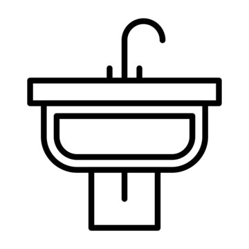 Sink Line Icon Vector Sink Icon Bathroom Cleaning PNG And Vector