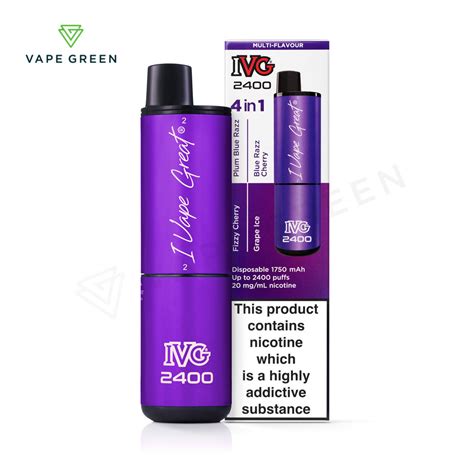 Purple Edition Disposable Vape By IVG 2400 FREE UK Delivery Vape Green