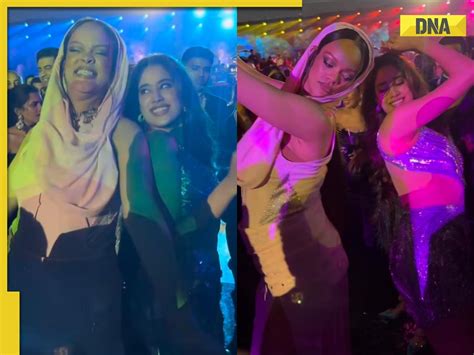 Goddess Rihanna Janhvi Kapoor Share Thumkas On Zingaat At Ambani Pre Wedding Bash Fans Say