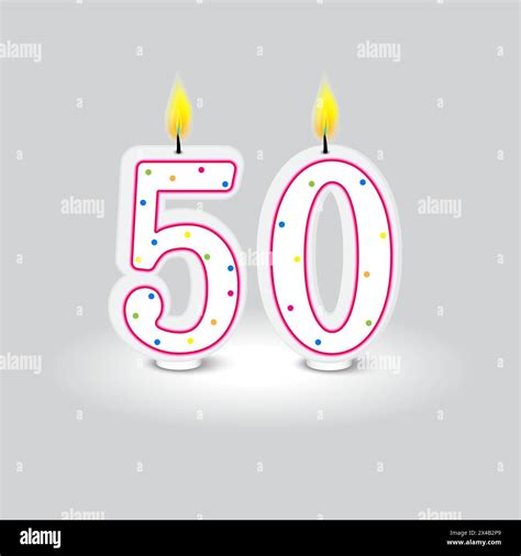 Th Birthday Celebration Candles Vector Festive Number Fifty With