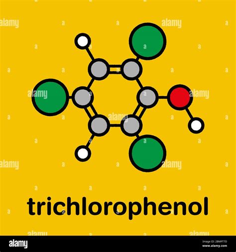 Triclorofenol TCP 2 4 6 triclorofenol molécula Fórmula esquelética