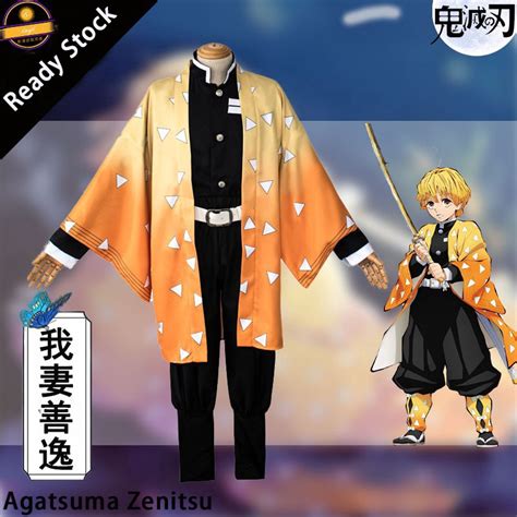 💖ready Stock💖 Agatsuma Zenitsu Cosplay Suits Demon Slayer Kimetsu No