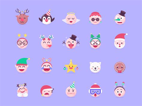 Christmas Emoji Vector Set 259501 Vector Art at Vecteezy