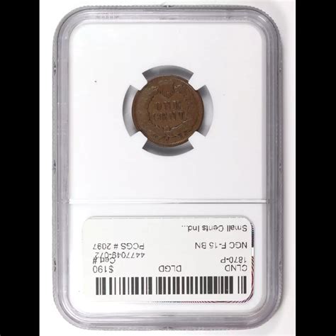 1870 Small Cents Indian Head NGC F 15 BN Lost Dutchman Rare Coins