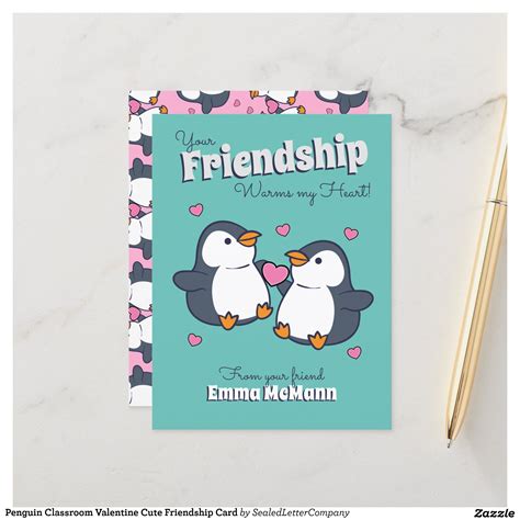 Penguin Classroom Valentine Cute Friendship Card – Alicorn Studio