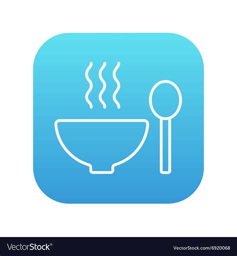 Bowl Of Hot Soup With Spoon Line Icon Royalty Free Vector