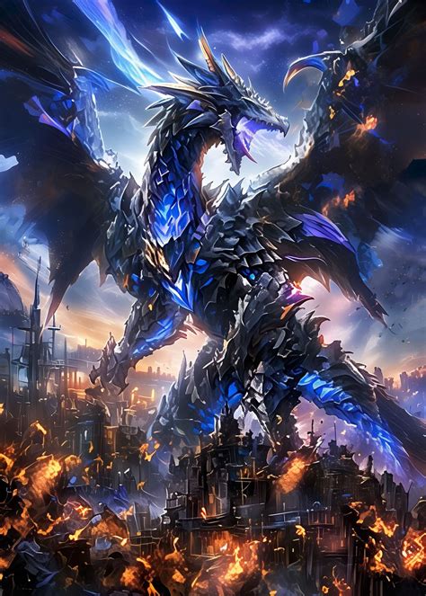 Dragon Destruction Poster Picture Metal Print Paint By