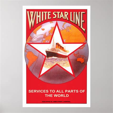 Vintage Travelwhite Star Line Poster Zazzle