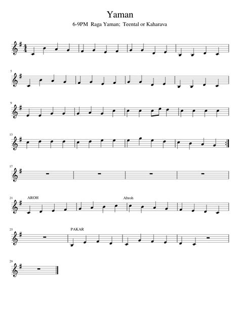 Yaman Sheet Music For Piano Solo