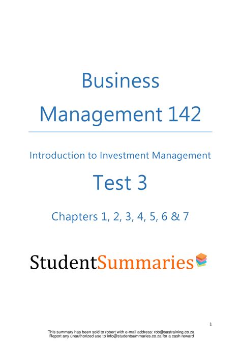 Summaries Summary Business Management Warning TT Undefined