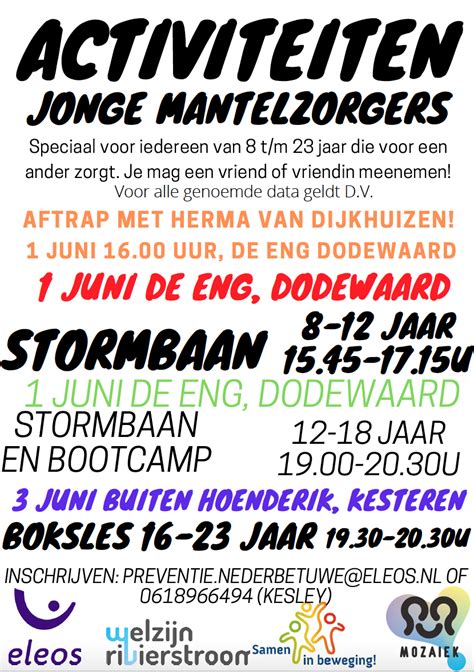 Activiteiten Week Van De Jonge Mantelzorgers T M Juni Samen In