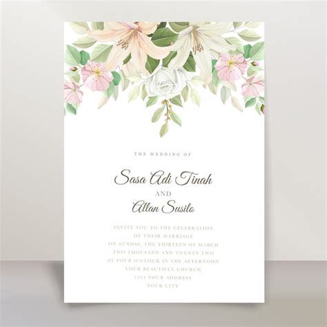 Conjunto De Tarjeta De Invitaci N De Boda Elegante Lirio Vector Gratis