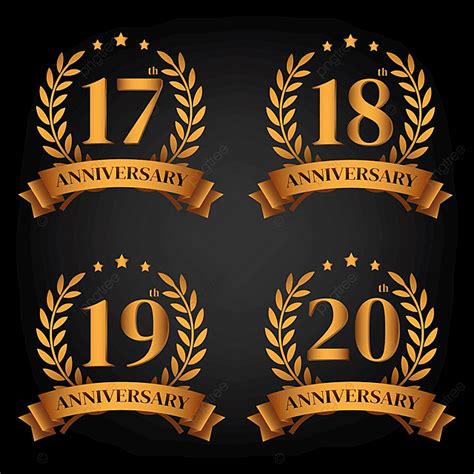 Golden Wedding Anniversary Vector Png Images Set Of Golden Anniversary