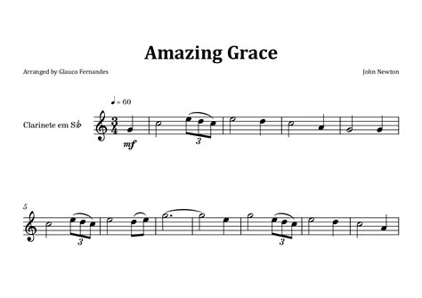 Amazing Grace Clarinet Solo Arr Glauco Fernandes By John Newton