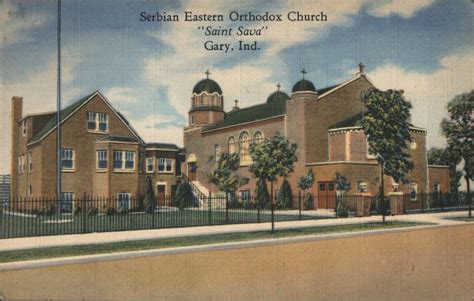 Serbian Eastern Orthodox Church "Saint Sava" Gary, IN Postcard