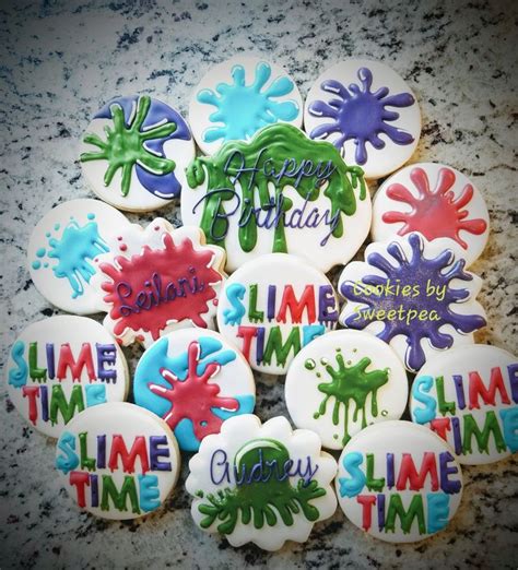 Slime cookies | Slime party, Slime birthday, Party theme